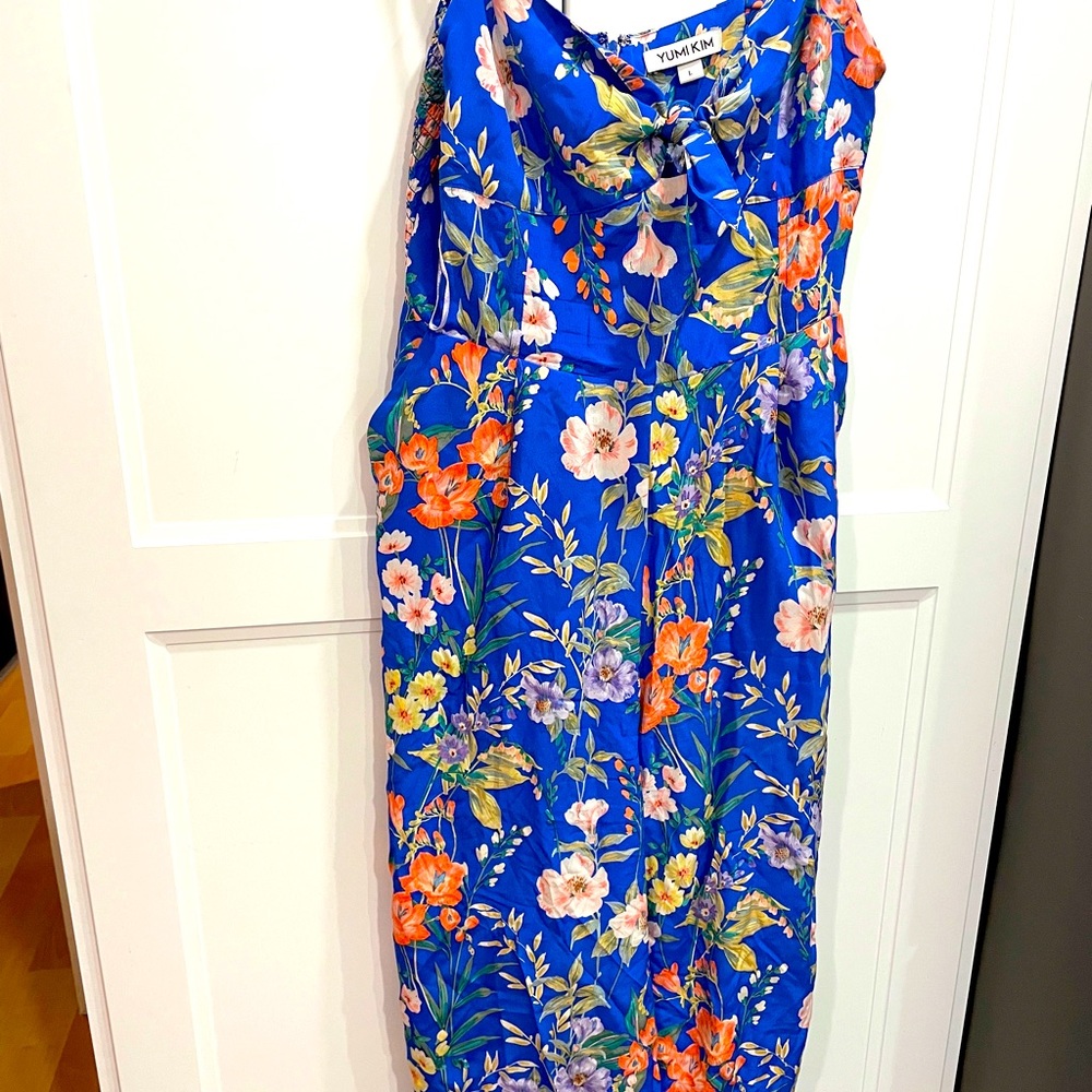 Yumi Kim Blue floral spaghetti strap romper with pockets